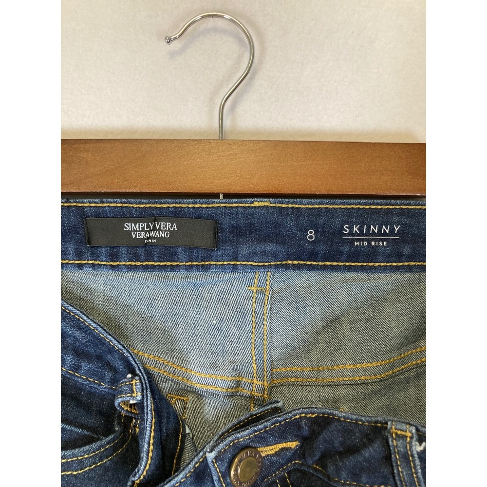 Classic‎ Simply Vera Vera Wang Women 8 Blue Mid Rise Skinny Stretch Denim Jeans - Picture 3 of 11